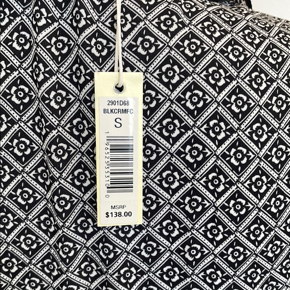 NWT Max Studio Women’s Black Floral Button-Front Midi Shirt Dress with Tie Waist - Picture 6 of 9